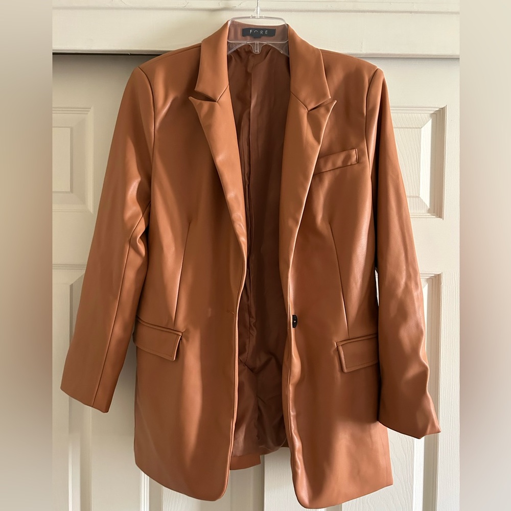 Faux Leather Boyfriend Blazer